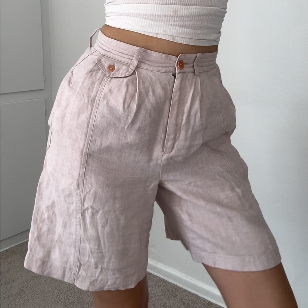 Rachel Comey High Waisted Linen Baby Pink Shorts